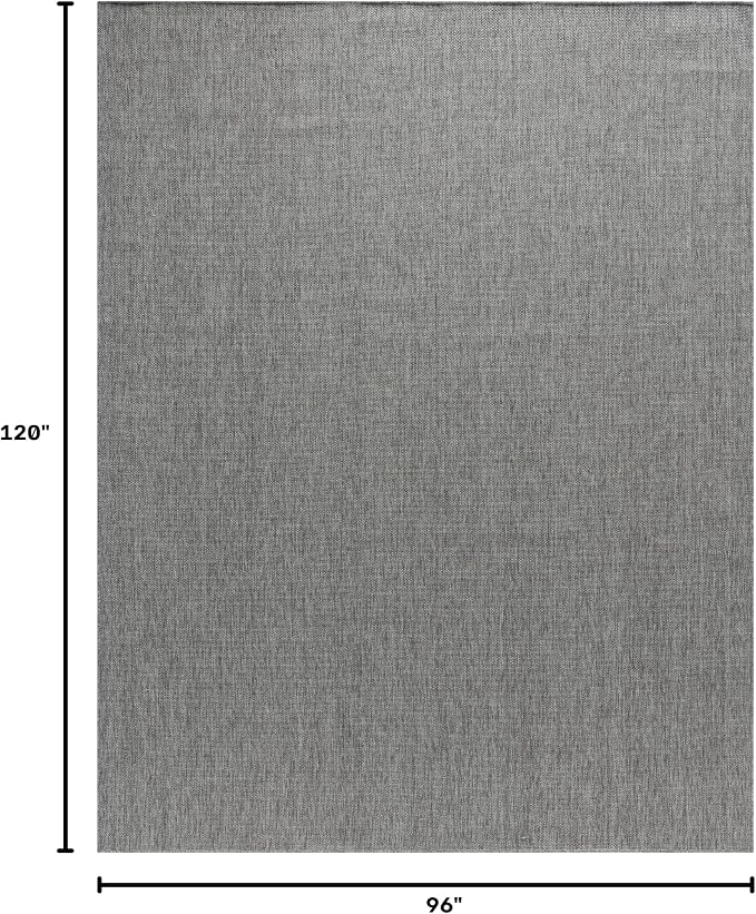 Angela Easy Jute Indoor Outdoor Rug, 8x10 Natural Solid Jute Look, Polyester, Durable & Easy Care Outdoor Farmhouse Carpet for Patio, Porch, Living Room (8' x 10', Gray)