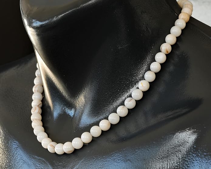 Natural Gemstone Beaded Choker Necklace | 8mm Handmade Adjustable Jewelry for Men & Women | Chakra Balancing Crystal Necklace | Spiritual Gift | Macrame Cord with Extender