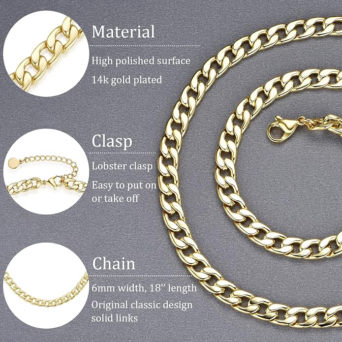 Natural Freshwater Baroque Pearl Necklace 14K Gold Plated Dainty Choker Necklace for Women Girls Snake Chain/Cuban Link/Paperclip/Ball Beaded Chain/Tennis Chain Fashion Jewelry for Gift