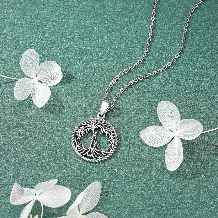 Odinstone Tree of Life Necklace, Sterling Silver Pendant for Women Family Tree Necklaces Jewelry for Mom/Wife/Grandma(With Fine Gift Box)