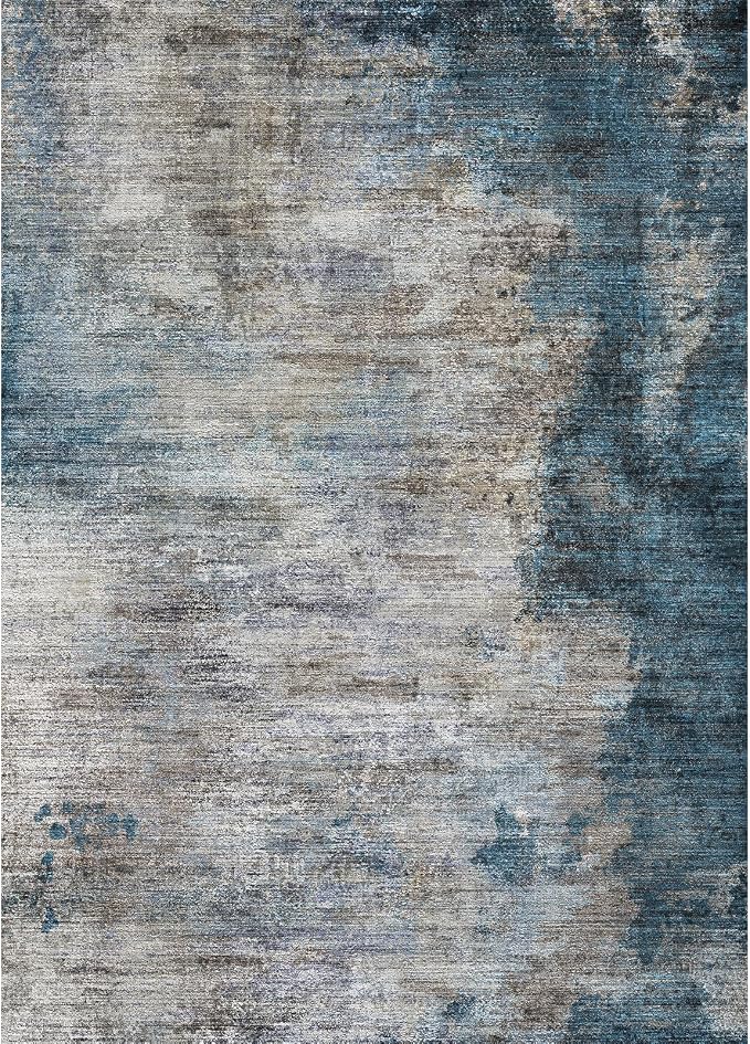 DMOYEST 6x9 Area Rug - Washable & Non Slip Indoor Rug for Living Room, Kid & Pet Friendly Abstract Low Pile Soft Carpet for Bedroom and Dining Room - Dark Grey