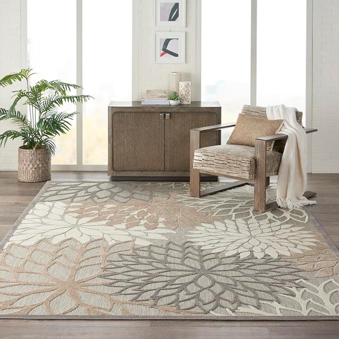 Nourison Home Aloha Natural 7' x 10' Area Rug - Easy Clean, Non Shedding, Bed Room, Living Room, Dining Room, Kitchen (7' x 10')