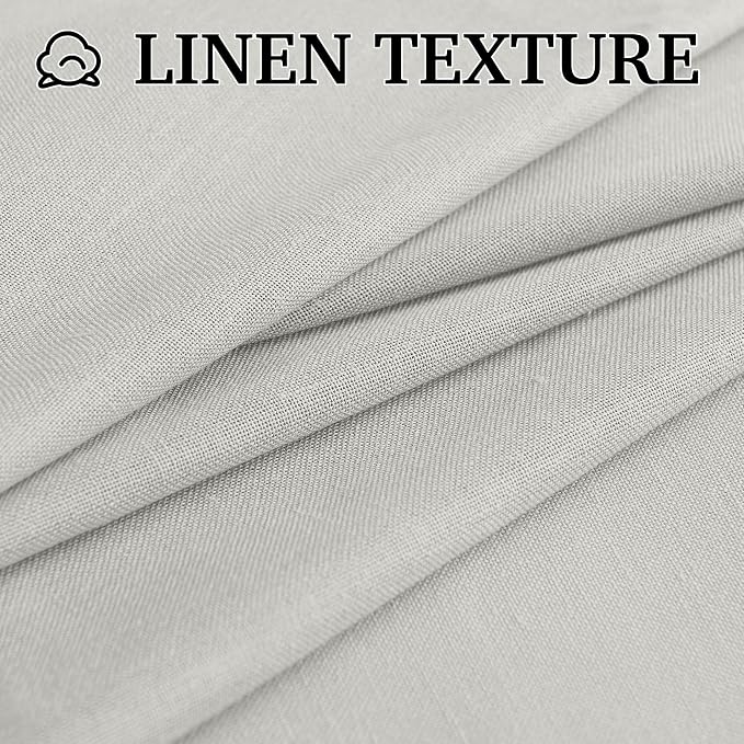 RYB HOME Farmhouse Curtains 90 inches Long, Linen Textured Semi Sheer Flowy Privacy Blind Shade for Dormitory Sliding Glass Door, W 52 x L 90 inches, 2 Panels Set