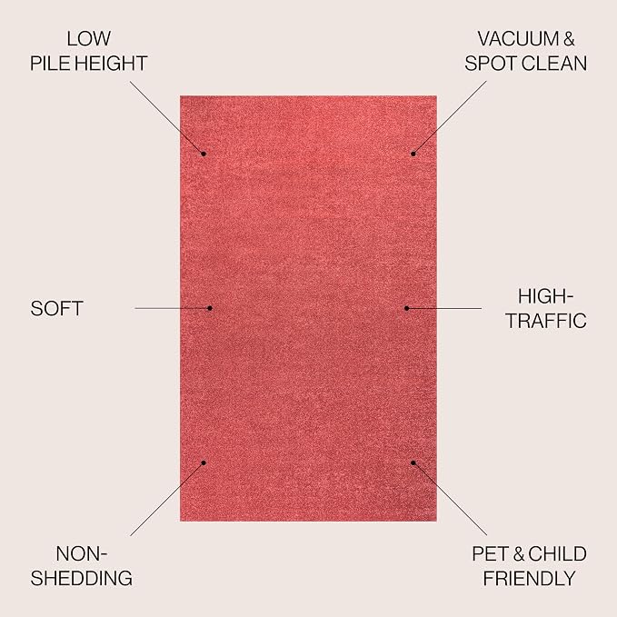 JONATHAN Y Haze Solid Low-Pile Red Indoor Area Rug 6x9, Coastal,Bohemian,Minimalist,Classic, Easy-Cleaning for Living Room,Bedroom,Kitchen,Pet Friendly,Non-Shedding (SEU100E-6)