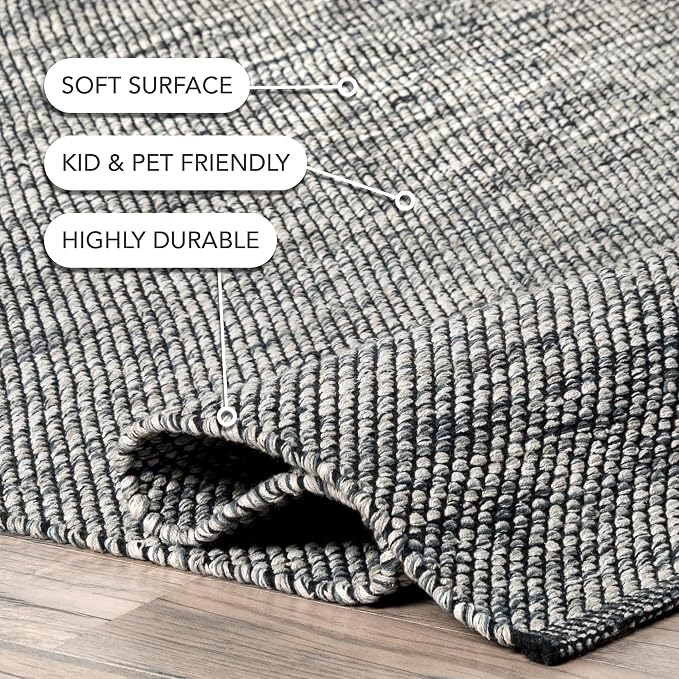 nuLOOM Alessi Solid Farmhouse Cotton Runner Rug, 2' 6" x 8', Grey