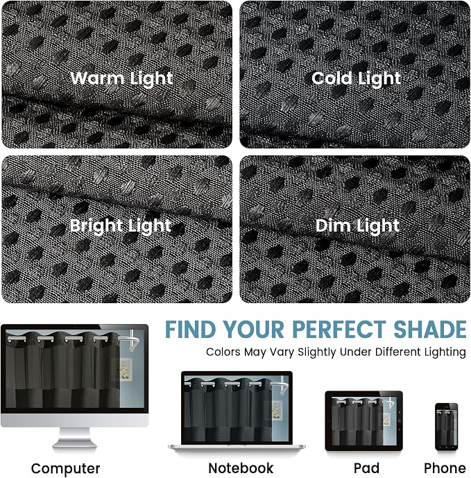 EUTXL Heavyweight Black Long Shower Curtain with Liner - 256GSM Waffle Textured Heavy Duty Shower Curtains for Bathroom,71W x 86H