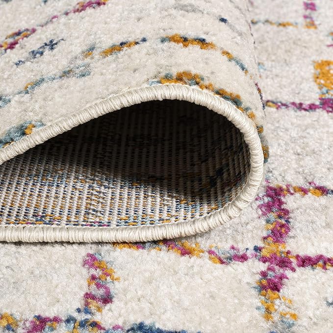 JONATHAN Y Boho Vintage Diamond Ivory/Multi Indoor Area Rug 3X5 ft, Moroccan Hype for Living Room, Bedroom, Kitchen, Office, Easy-Cleaning, High Traffic, Pet-Friendly, Non-Shedding (MOH101E-3)