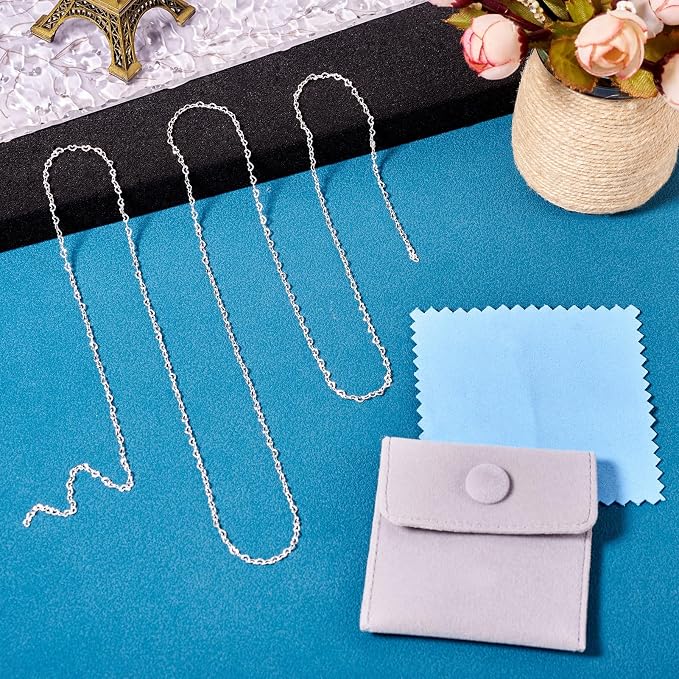 1M 925 Sterling Silver Heart Chains Permanent Jewelry Chains 3x2.5mm Soldered Necklace Heart Link Chains for Valentine’s Day Bracelet Jewelry Making with Polishing Clothe & Velvet Bags 3x2.5mm