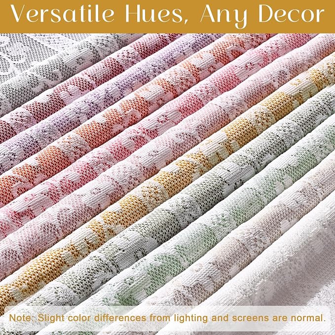 ASPMIZ Linen Curtains for Living Room Double Layer Curtains with Linen Lace, Mustard Yellow Bedroom Curtain Light Filtering, Rod Pocket Drapes 63 Inch Length 2 Panels Set with 2 Tiebacks, 52x63