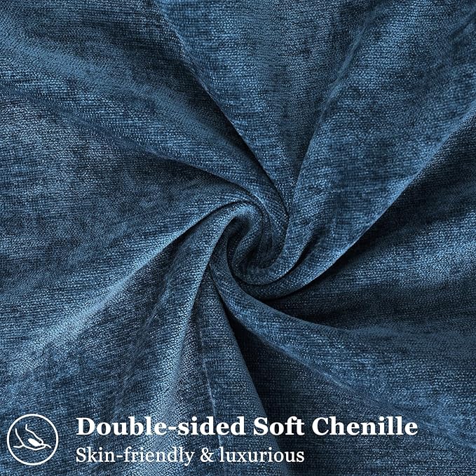 decorUhome Chenille Poseidon Velvet Throw Pillow Covers 26x26 Set of 2 | Fall Soft Euro Sham Couch Decorative Modern Farmhouse Pillow Cases with Elegant Design for Sofa Bed Living Room Home Decor