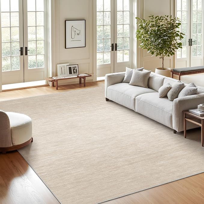 Valenrug Washable Rugs 7x9 - Stain Resistant 7x9 Area Rugs for Living Room, Non Slip Backing Gradient Printed Rugs for Bedroom, Foldable Machine Washable Area Rug(7'x9', Brown)