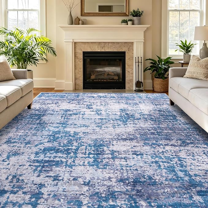 5x7 Area Rugs Living Room Rug Abstract Washable Rug Non-Slip Soft Low Pile Indoor Floor Stain Resistant Thin Carpet for Bedroom Dining Room Home Office Farmhouse Nursery - Beige & Taupe 5' x 7'