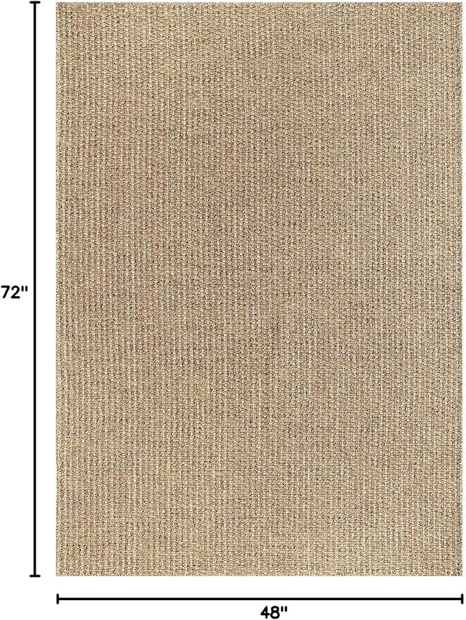 Luul Home Easy Jute Rugs 4x6 Natural Color Living Room Indoor Outdoor Area Rug for Farmhouse Patio and Kitchen Rug High Traffic Washable Easy to Clean Solid Boho Woven Design Outside Carpet (4 x 6)