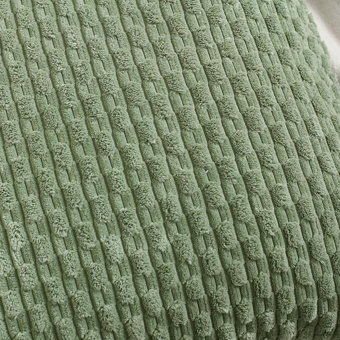 VAKADO Couch Sage Green Decorative Throw Pillow Covers 22x22 Set of 4 Spring Boho Corduroy Neutral Home Living Room Farmhouse Rustic Cushion Case Decor Square for Bed Sofa