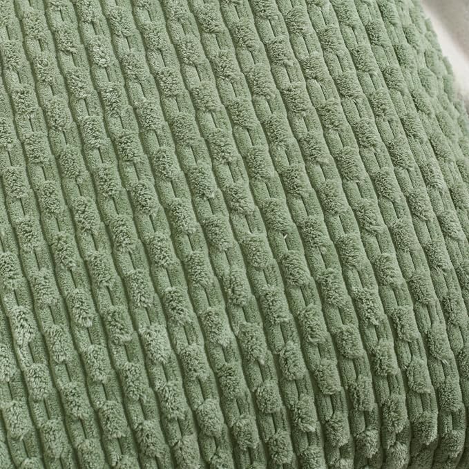 VAKADO Couch Sage Green Decorative Throw Pillow Covers 16x16 Set of 4 Spring Boho Corduroy Neutral Home Living Room Farmhouse Rustic Cushion Case Decor Square for Bed Sofa