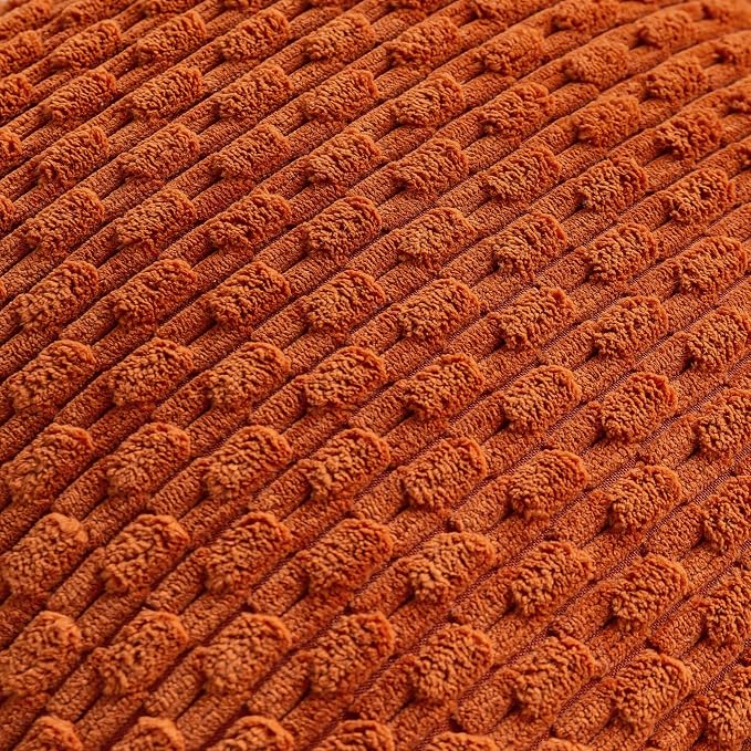 Set of 4 Burnt Orange Decorative Throw Pillow Covers 24x24 Inch Corduroy Pillow Covers for Bed Couch Sofa Living Room Soft Square Cushion Cases
