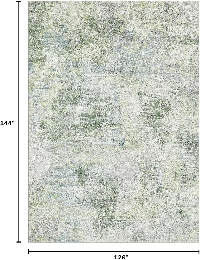 Tortania Area Rug Living Room Rugs - 10x12 Washable Large Soft Neutral Boho Moroccan Bohemian Farmhouse Rug Indoor Floor Carpet for Bedroom Under Dining Table Home Office Decor - Sage Green