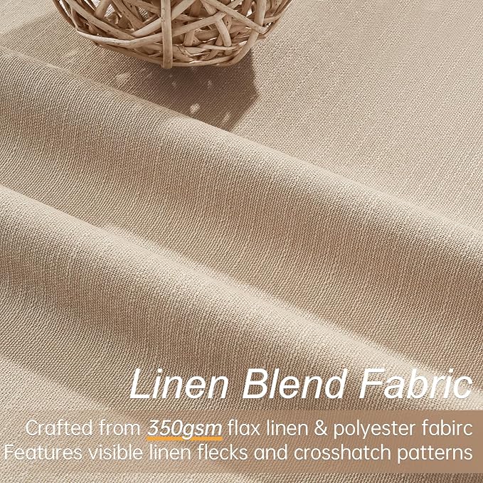 Topfinel Blackout Large Curtains for Living Room 108 Inch Long,Full Light Blocking Linen Blend Curtains with Hooks,Pinch Pleat Look Drapes for Office Bedroom Apartment,2 Panels,Taupe Tan