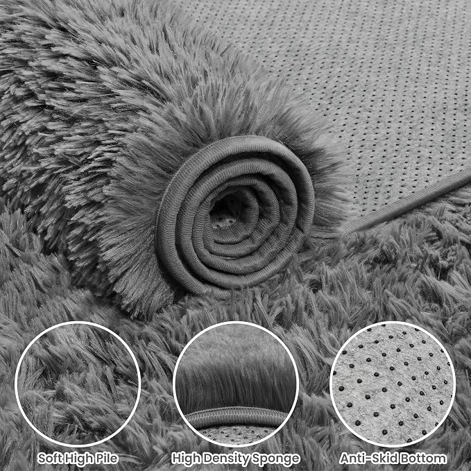 5x7 Area Rugs for Living Room Rug: Soft Fluffy Shag Light Gray Rugs for Bedroom, Non-Slip Large Fuzzy Plush Rug Indoor Floor Carpet for Nursery Kids Boys Girls Room, Dorms, Playroom, Modern Home Decor