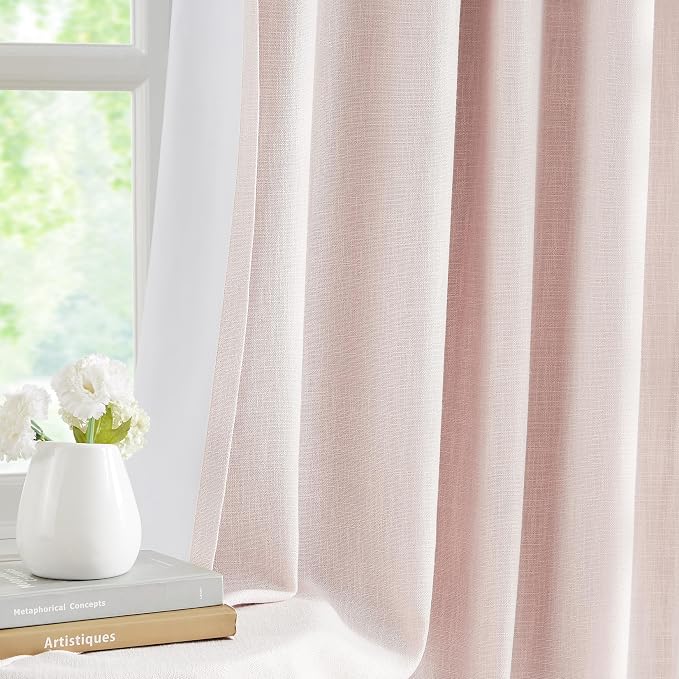 WEST LAKE Short Pink Bailey Pinch Pleat Blackout Curtains 63 Inches Length | Modern Thermal Insulated Drapes for Bedroom Living Room Patio,Rustic Window Treatment,Backtabs Hooks,60"Wx63"Lx1
