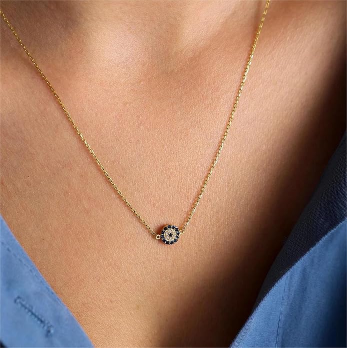 Collner 14K Gold Heart Pendant Necklace for Women Dainty Star Necklace Tiny Evil Eye Choker Necklace Boho Crescent Moon Necklace Minimalist Jewelry