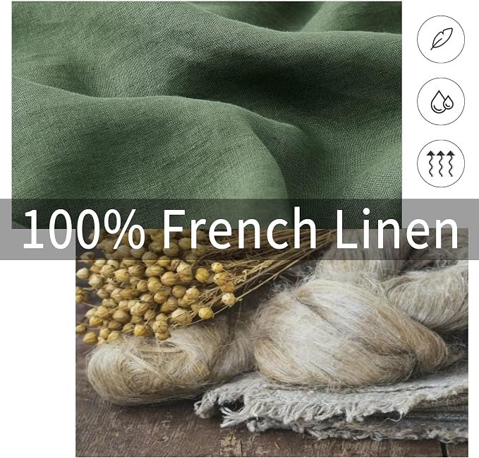 ATLINIA Linen Pillow Cases King Sham - 20 x 36 Inch Bed Pillow Protector Cover Set of 2 Bedding Cooling Neutral Pillowcase Shams Green