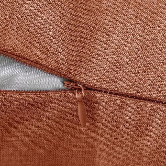 MIULEE Pack of 2 Decorative Outdoor Solid Waterproof Throw Pillow Covers Faux Linen Garden Farmhouse Cushion Cases for Summer Patio Tent Balcony Couch Sofa 20x12 Inch Rust