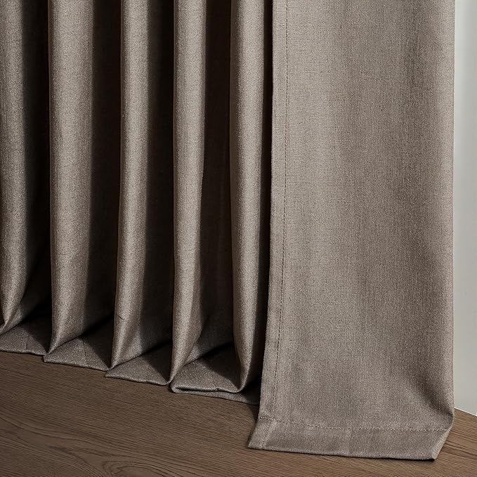 Pinch Pleated 92 Inch Curtains 2 Panels for Living Room Dark Flax Linen Curtains 92 Inches Long Pinch Pleat Drapes for Track System Light Filtering Semi Sheer Curtains for Living Room Bedroom