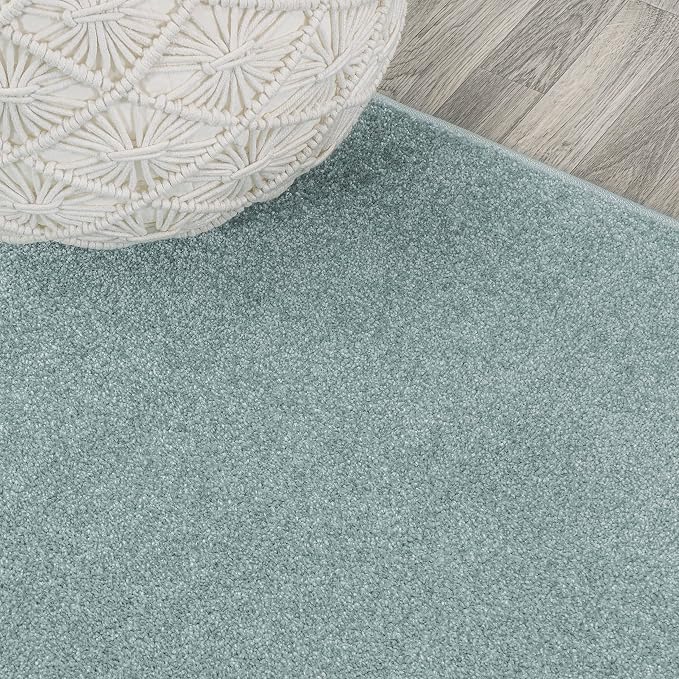 JONATHAN Y Haze Solid Low-Pile Aqua Blue Runner Rug 2x16, Coastal,Bohemian,Minimalist,Classic, Easy-Cleaning for Living Room,Bedroom,Kitchen,Pet Friendly,Non-Shedding (SEU100S-216)