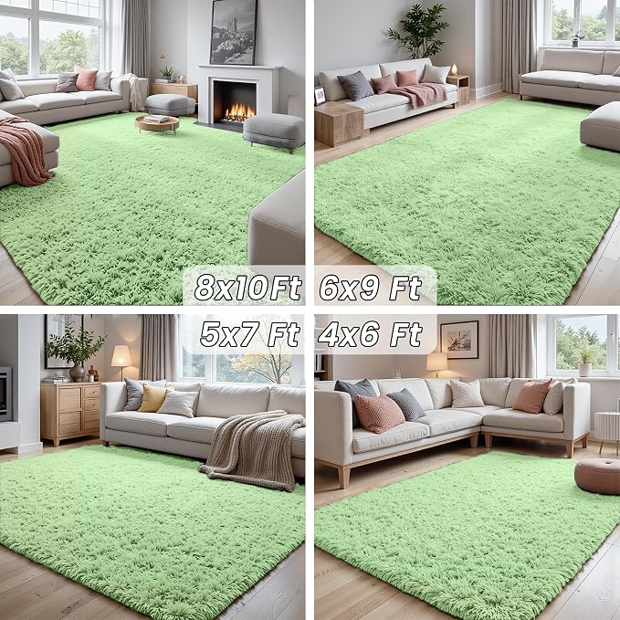 5x7 Area Rugs for Living Room Rug: Soft Fluffy Shag Mint Green Rugs for Bedroom, Non-Slip Large Fuzzy Plush Rug Indoor Floor Carpet for Nursery Kids Boys Girls Room, Dorms, Playroom, Modern Home Decor