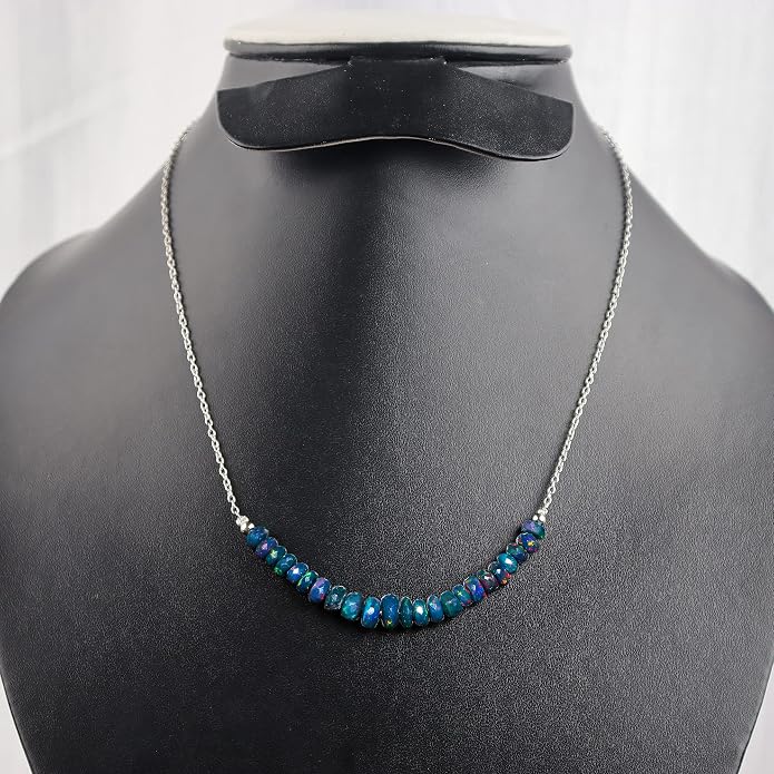Natural Gemstone Pendant Necklace for Women Handmade Birthstone Healing Crystal Jewelry Chain 20" Stone Birthday Christmas Wedding Gifts for Her