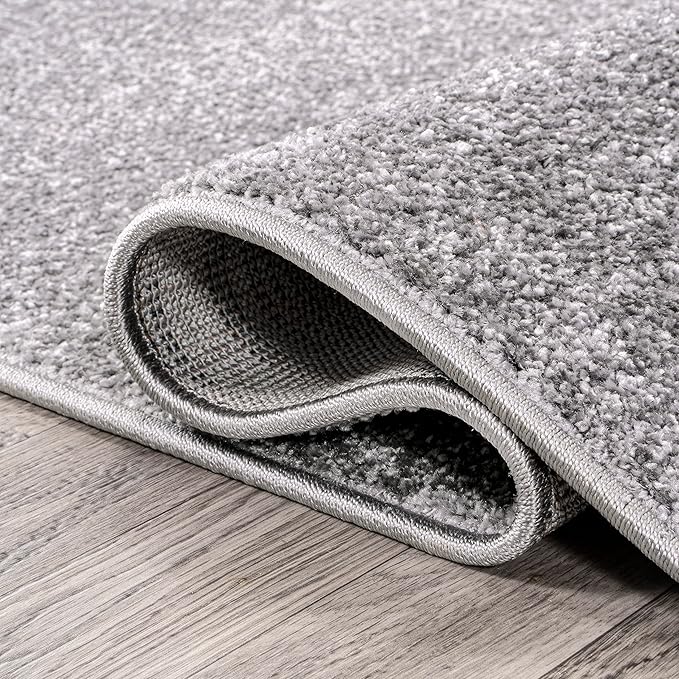 JONATHAN Y Haze Solid Low-Pile Gray 5x8 Oval Indoor Area Rug, Coastal,Bohemian,Minimalist,Classic, Easy-Cleaning for Living Room,Bedroom,Kitchen,Pet Friendly,Non-Shedding (SEU100A-5OV)