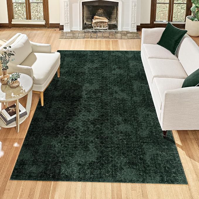 Gertmenian Indoor Transitional Area Rug - 4x6 Medium, Non-Shedding, Ideal for High Traffic in Living Room, Bedroom, Entryway - Geometric, Dk. Green, 26860