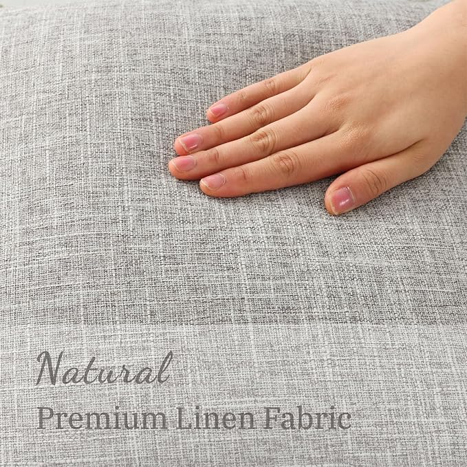 decorUhome Fog Gray Faux Linen Outdoor Throw Pillow Covers 18x18 Set of 2 | Fall Decorative Textured Neutral Modern Farmhouse Pillow Covers with Stitched Edge for Couch Sofa Bed Living Room
