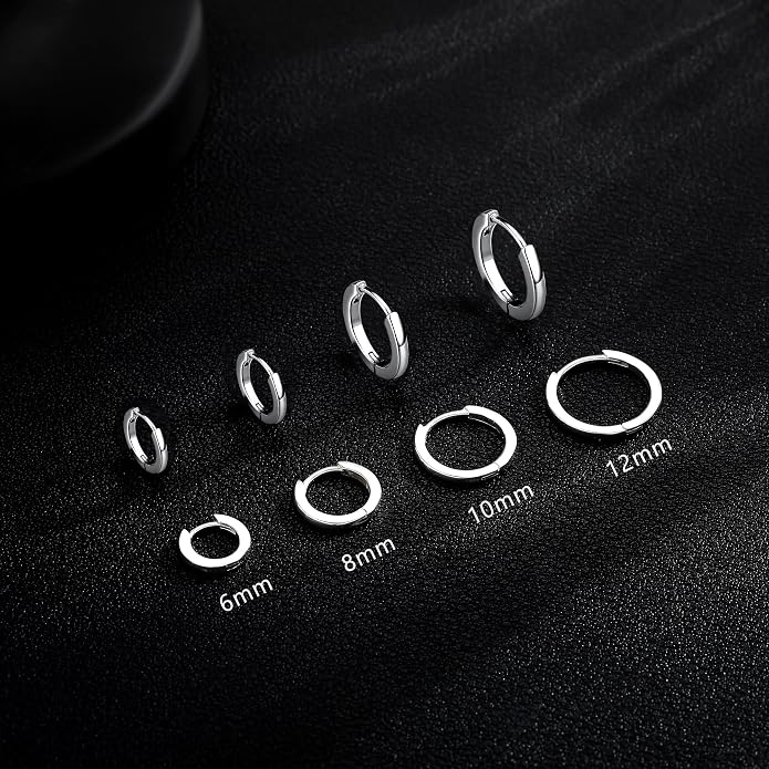 Carffordo 925 Sterling Silver Hoop Earrings - Small Huggie Earrings for Women, Hypoallergenic Trendy Cartilage Silver Earrings, Lightweight Jewelry