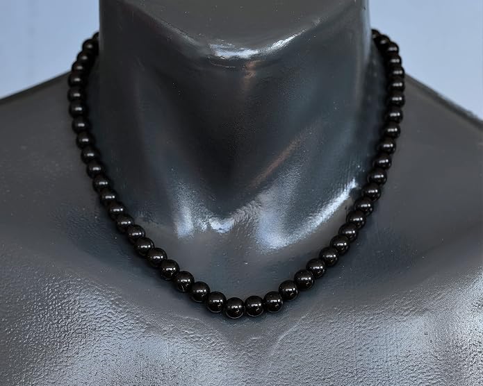 Natural Gemstone Beaded Choker Necklace | 8mm Handmade Adjustable Jewelry for Men & Women | Chakra Balancing Crystal Necklace | Spiritual Gift | Macrame Cord with Extender
