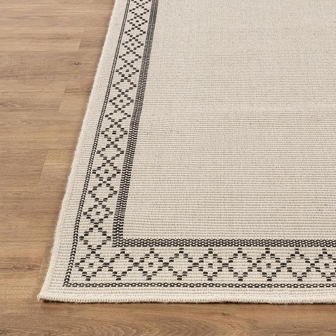 Luul Home Easy Jute Rugs 4x6 Frame Bone Color Living Room Indoor Outdoor Area Rug for Patio and Kitchen Rug High Traffic Washable Easy to Clean Solid Boho Woven Design Carpet (4 x 6)