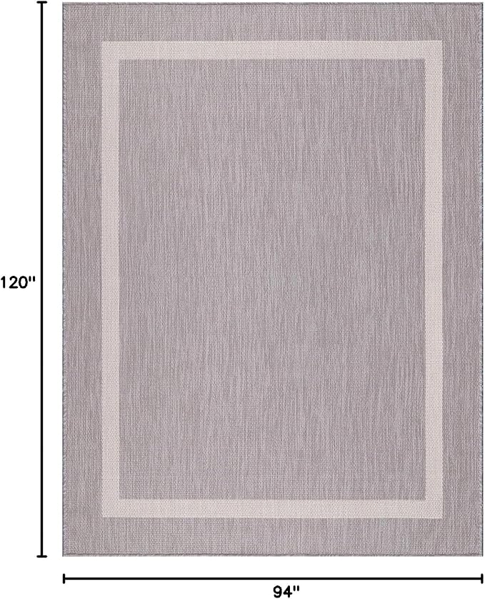 Luul Home Bordered Outdoor Rug 8x10 Washable Outside Carpet for Indoor Patio Porch Waterproof Easy Cleaning Non Shedding Area Rugs Gray 8 x 10