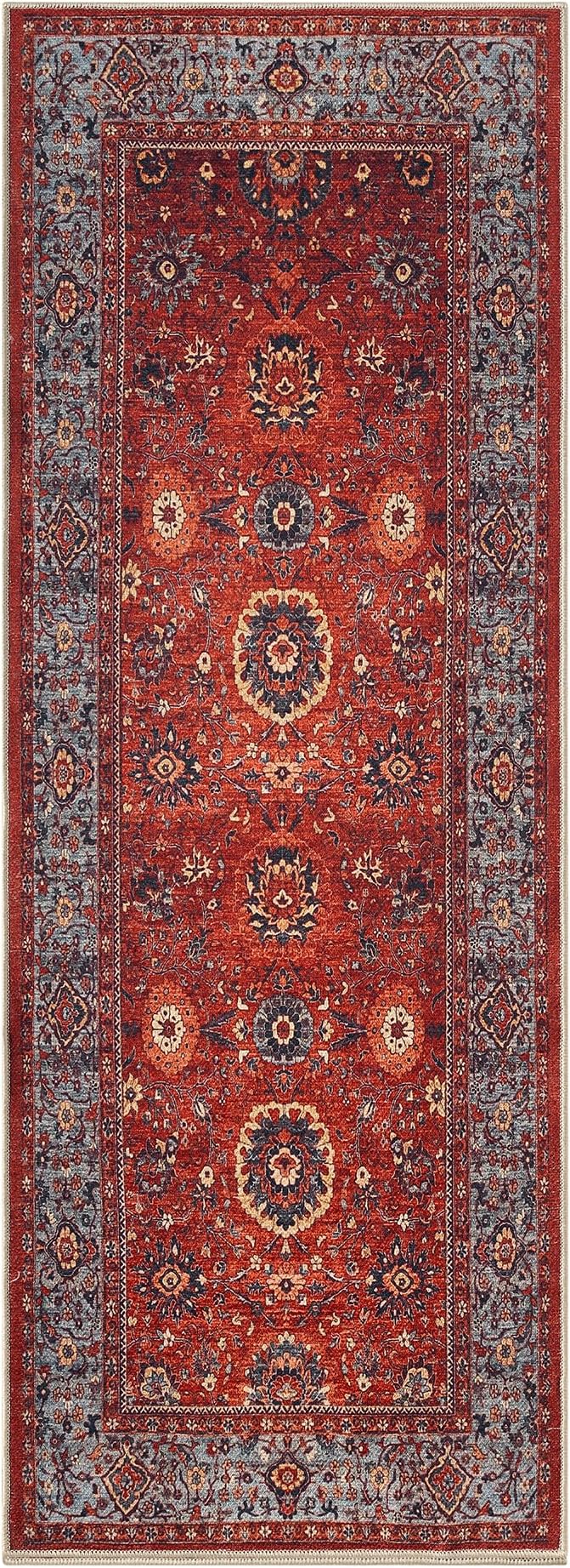Keen Home Design 30"x84" Rug - Machine Washable Runner Rug with Non-Slip Backing, Ideal for Hallway, Entryway, Kitchen, Laundry Room - Vintage, Easy Clean, Durable, Low Pile Rug - (2'6" x 7')