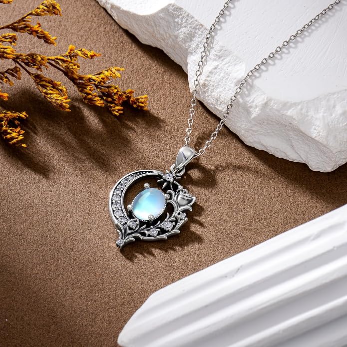 PELOVNY Celtic Knot Necklaces for Women 925 Sterling Silver Gemstone/Birthstone Teardrop Infinity Necklace Irish Celtic Pendant Jewelry Gifts for Mom Daughter Wife