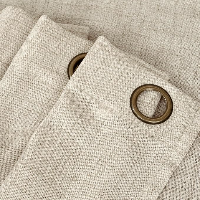 YoungsTex Linen Curtains 63 Inch Length for Living Room, Cream Semi Sheer Window Drapes with Bronze Grommet Light Filtering for Bedroom Farmhouse Rustic, 60 x 63 Inch, 2 Panels