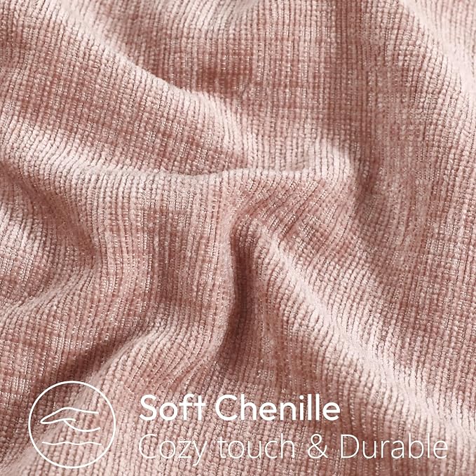 Stellhome Soft Decorative Chenille Pillow Covers 18x18 Inch Natural Pink Boho Farmhouse Neutral Couch Throw Pillows for Bed Sofa Livingroom Pack of 2 Accent Modern Pillowcase Home Decor