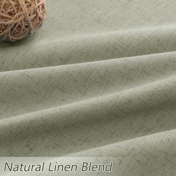 Sage Green 100% Blackout Curtains 80 Inch Length 2 Panels Set for Living Room Bedroom Back Tab Thermal Insulated Black Out Linen Drapes Room Darkening Window Curtains 80 Inches Long