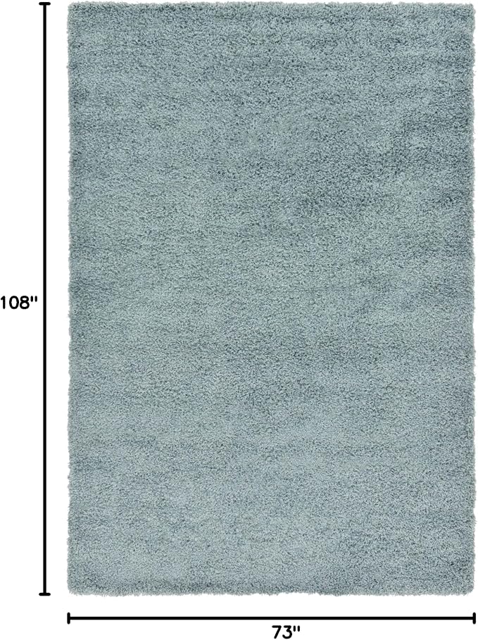 Unique Loom Solid Shag Collection Area Rug (6' 1" x 9' Rectangle, Light Slate Blue)
