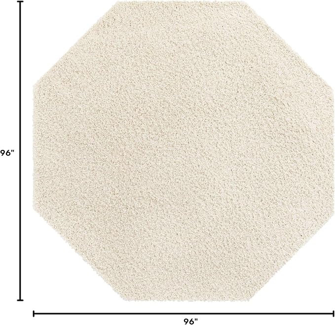 Unique Loom Solid Shag Collection Area Rug (8' Octagon, Snow White)