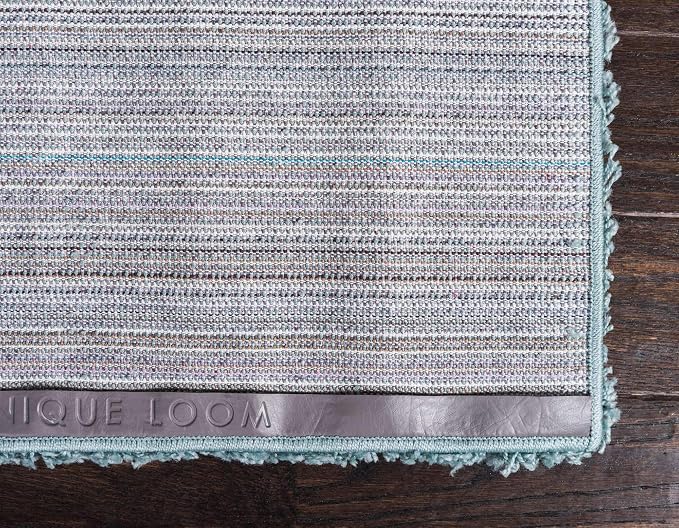Unique Loom Solid Shag Collection Area Rug (8' x 10' Rectangle, Light Slate Blue)