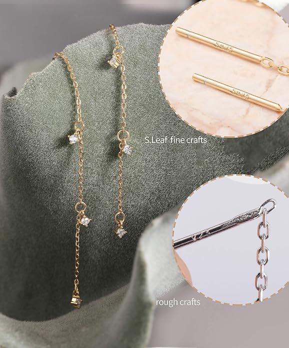 S.Leaf S925 Sterling Silver Threader Chain Earrings 18K Gold Plated Cubic Zirconia Dainty Dangle Double Piercing Long Drop Dangly Pull Through Tassel Chain Earrings Gifts for Women