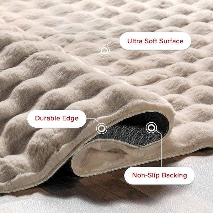 nuLOOM 5' x 8' Cozy Plush Area Rug, Machine Washable, Non-Slip, Soft Fluffy Shag Carpet for Living Room Bedroom Kids Room Nursery Home Decor, Jeni Beige