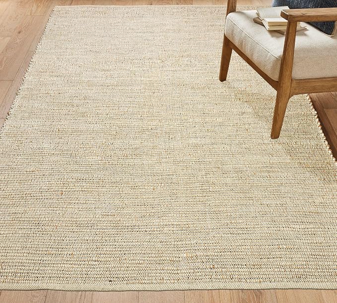Chardin home 6x9 Jute Cotton Hand Woven Area Rug, Natural Jute Gray Charcoal Braided Boho Farmhouse Rug, Reversible Rustic Natural Fiber Carpet for Living Room Bedroom Dining Room