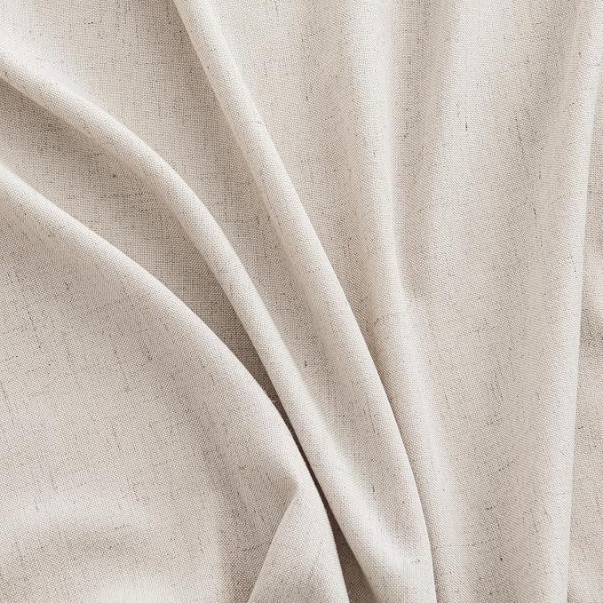 MIULEE Non-See-Through Privacy Linen Curtains 52W x 72L Inch White | 2 Panels, Light Filtering, Semi Sheer Window Curtains, Farmhouse Textured, Back Tab Drapes for Bedroom Living Room